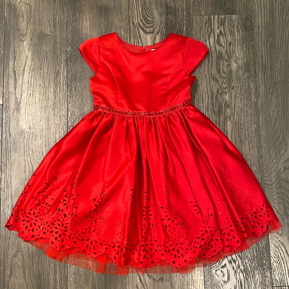 Sweet Heart Rose Red Holiday Big Girl Dress, Size 6X